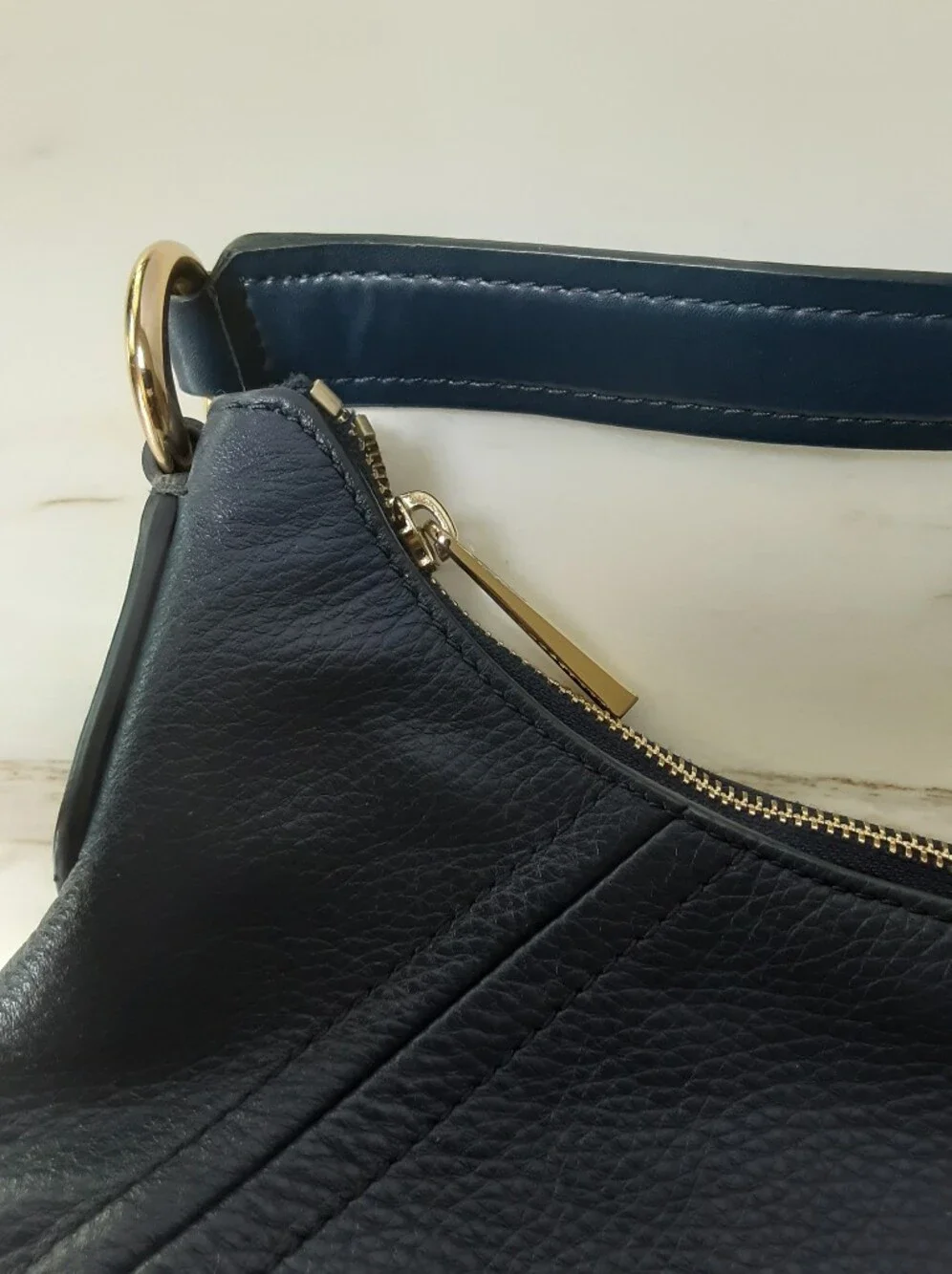 MICHAEL KORS Aria Navy Blue Pebble Leather Hobo Shoulder Bag - EUC